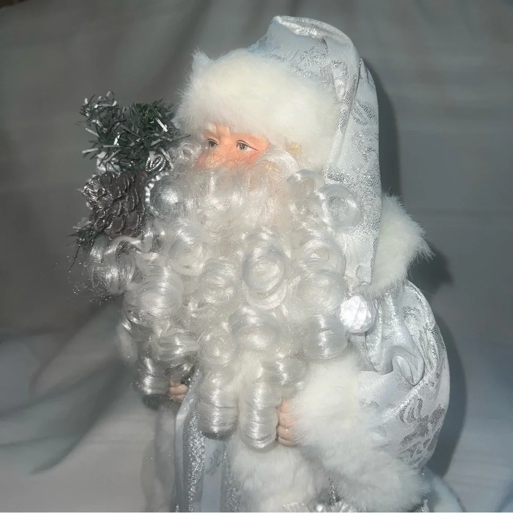 Santa Figurine Father‎ Christmas Winter White EUC